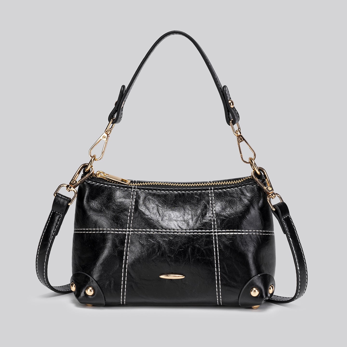 Women’s Square PU Leather Shoulder Bag With Sewing Thread Detail, Single Shoulder Strap, Perfect For Spring And Summer