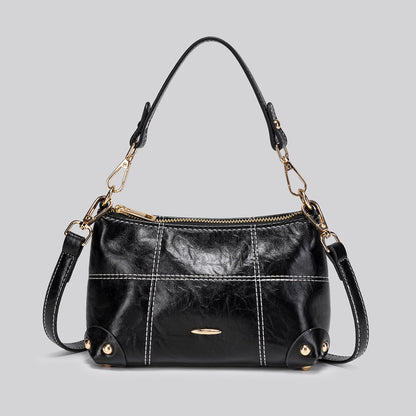 Women’s Square PU Leather Shoulder Bag With Sewing Thread Detail, Single Shoulder Strap, Perfect For Spring And Summer