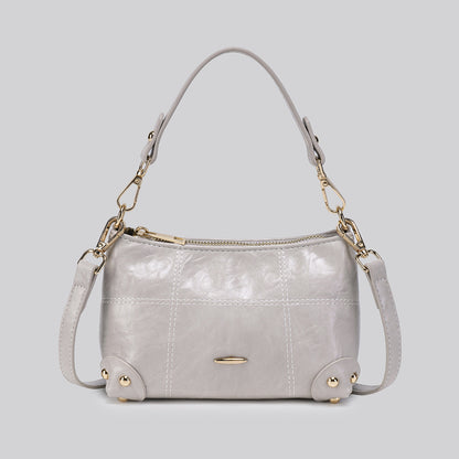 Women’s Square PU Leather Shoulder Bag With Sewing Thread Detail, Single Shoulder Strap, Perfect For Spring And Summer