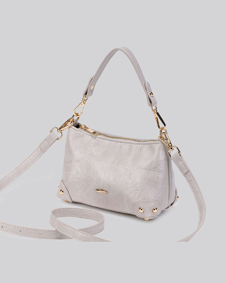 Women’s Square PU Leather Shoulder Bag With Sewing Thread Detail, Single Shoulder Strap, Perfect For Spring And Summer