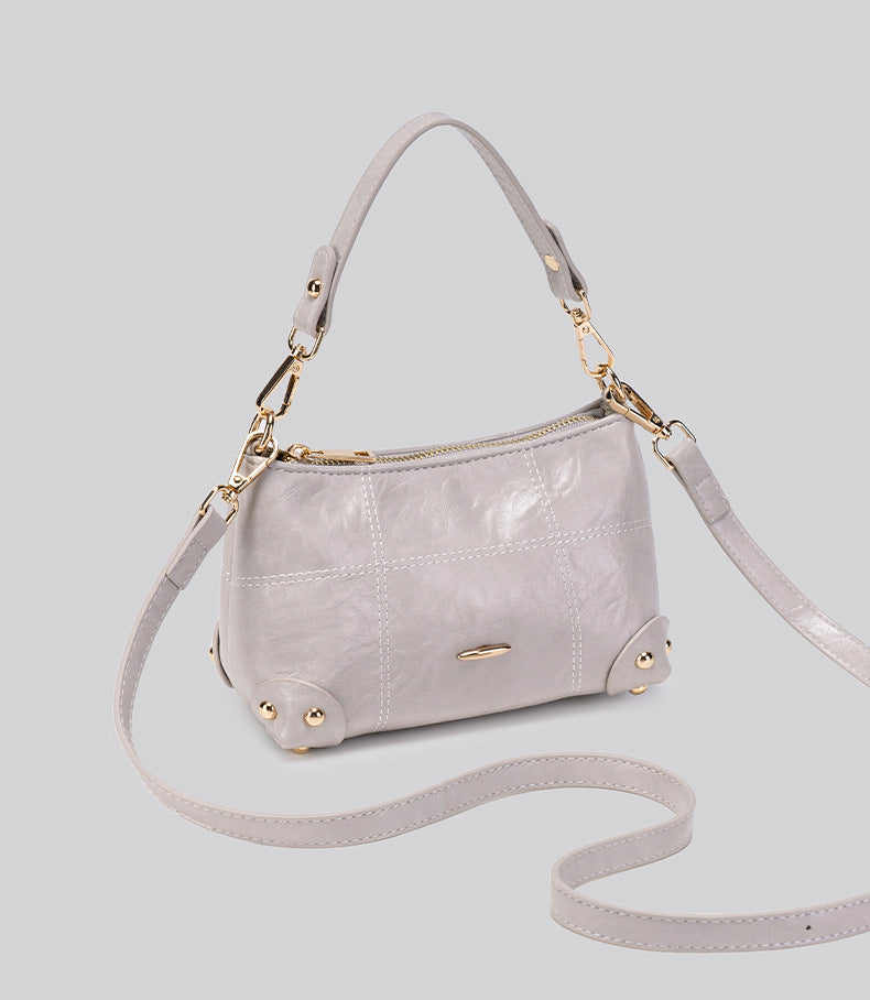 Women’s Square PU Leather Shoulder Bag With Sewing Thread Detail, Single Shoulder Strap, Perfect For Spring And Summer