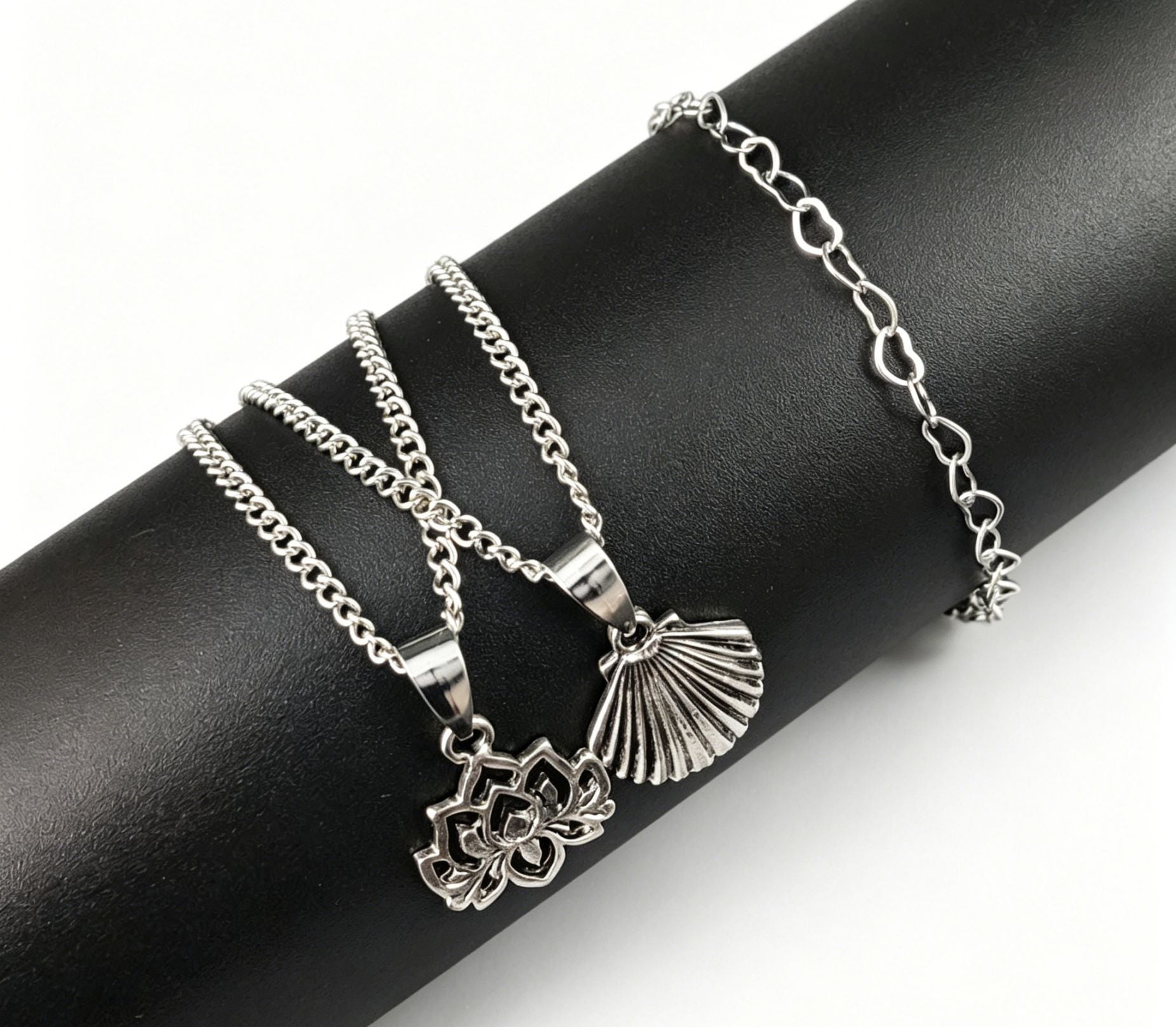 3 Pieces Set Women’s Alloy Braid Anklets Featuring Lotus Pattern With Shell Inlay
