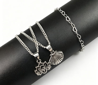 3 Pieces Set Women’s Alloy Braid Anklets Featuring Lotus Pattern With Shell Inlay
