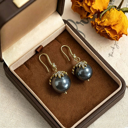 Retro Crown Earrings For Unisex Featuring White Zinc Alloy With Rhinestones Ear Hook Design