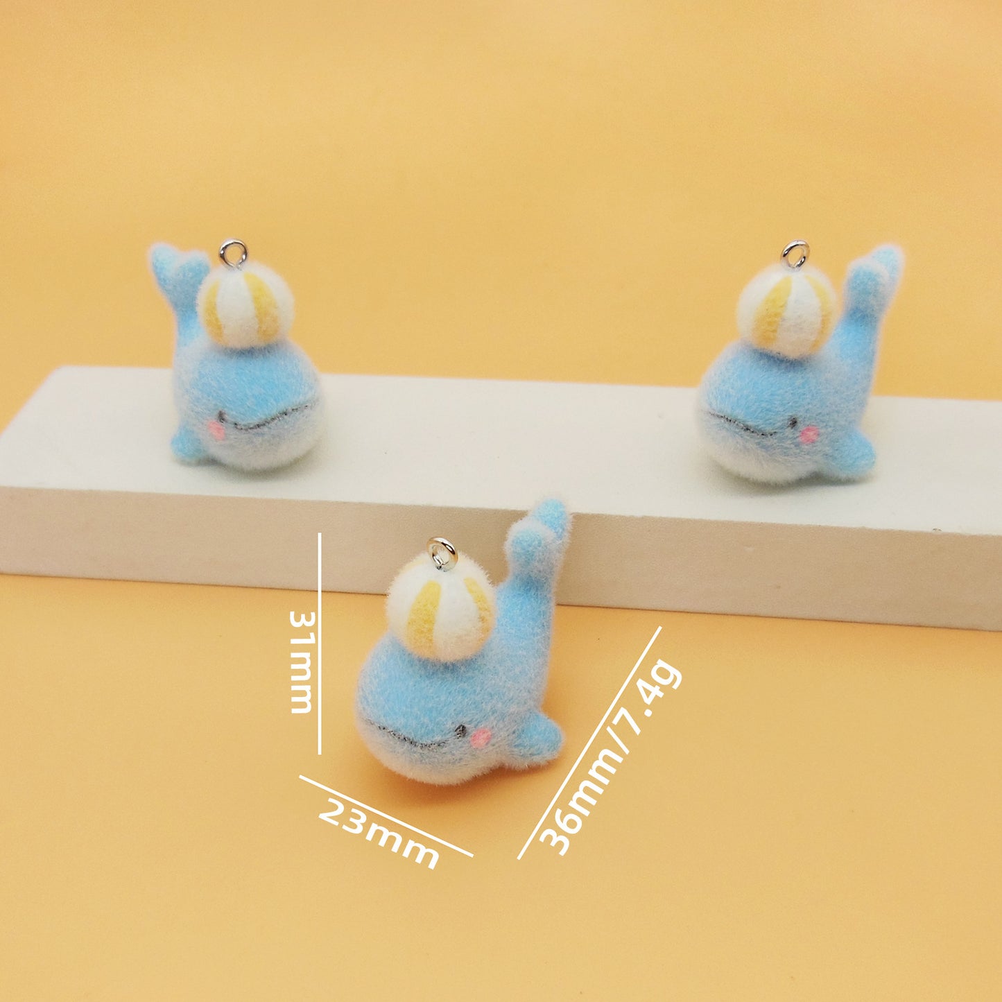Flocking Resin Animal Love Charms Hanging Ornament