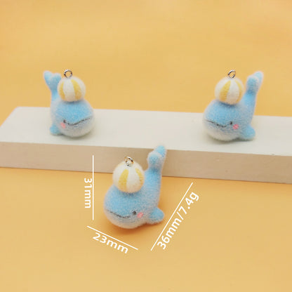 Flocking Resin Animal Love Charms Hanging Ornament
