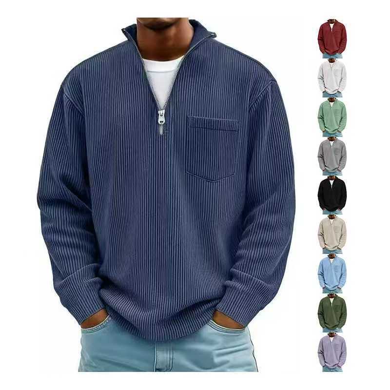 Men's Solid Color Purple Business Long Sleeve Polyester Hoodie With Knitted Craft