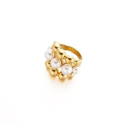 Sweet Irregular Titanium Steel Ring For Women, Waterproof Non Tarnish With Electroplated Gold Plating Process