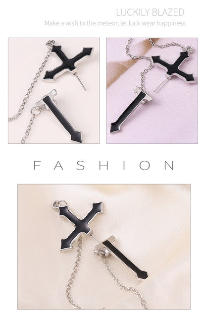 Exaggerated Chain Stud Earrings In Alloy With Electroplated Enamel Craft