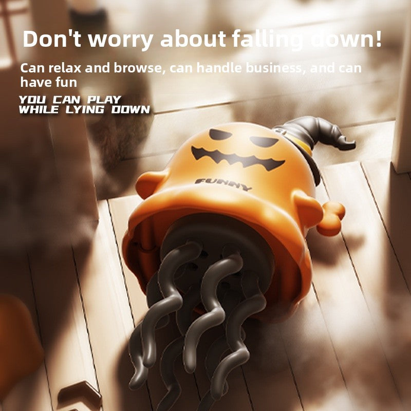 Halloween Pumpkin Clockwork Toy For Children Unisex, Made Of Durable Orange Plastic