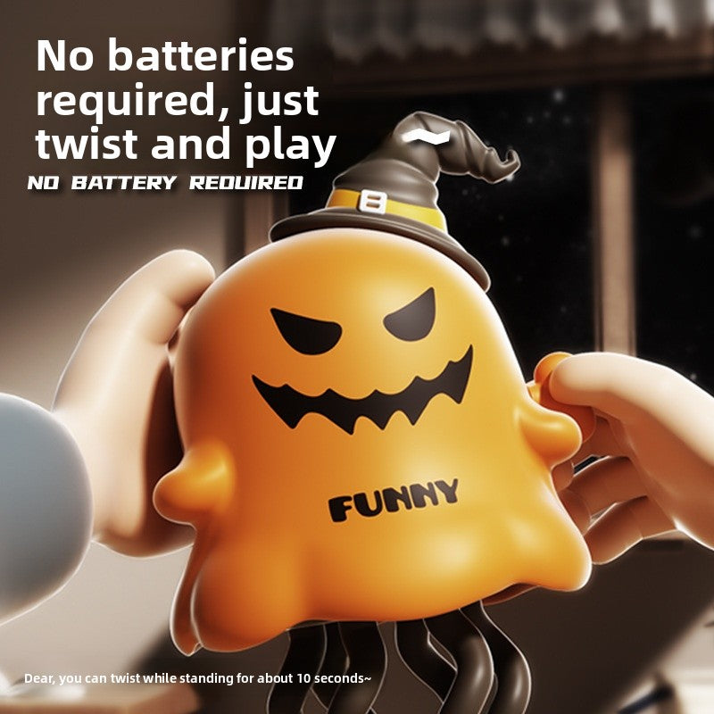Halloween Pumpkin Clockwork Toy For Children Unisex, Made Of Durable Orange Plastic