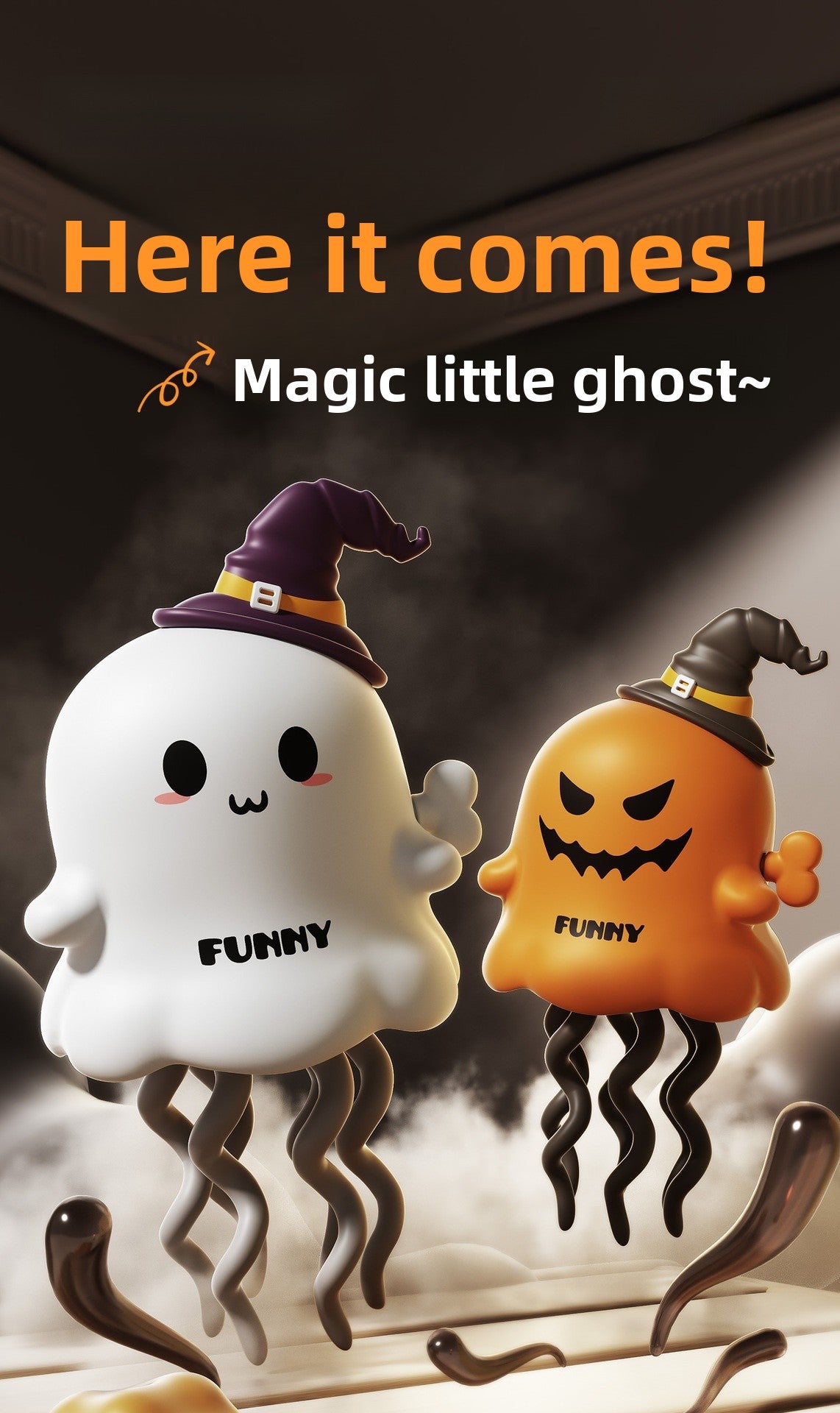 Halloween Pumpkin Clockwork Toy For Children Unisex, Made Of Durable Orange Plastic
