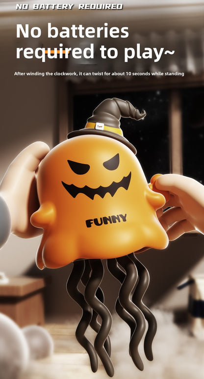 Halloween Pumpkin Clockwork Toy For Children Unisex, Made Of Durable Orange Plastic