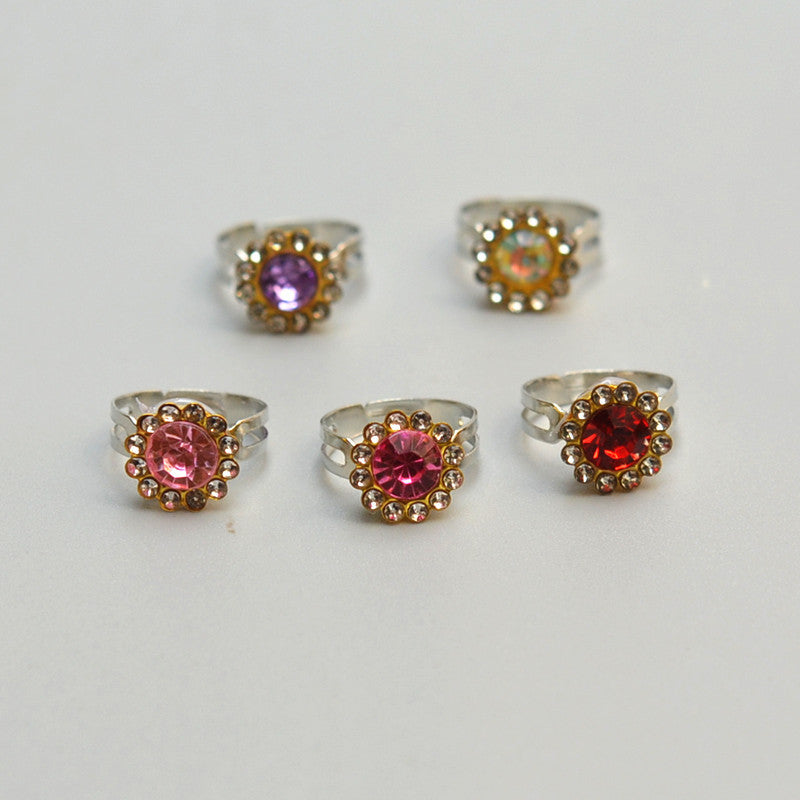 Sweet Handmade Heart Shape Adjustable Ring For Women In Purple Alloy With Rhinestones, 1 PCS Package