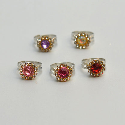 Sweet Handmade Heart Shape Adjustable Ring For Women In Purple Alloy With Rhinestones, 1 PCS Package