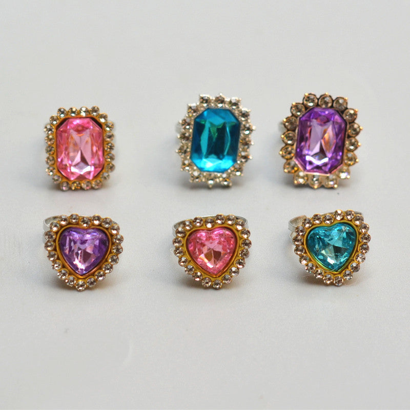 Sweet Handmade Heart Shape Adjustable Ring For Women In Purple Alloy With Rhinestones, 1 PCS Package
