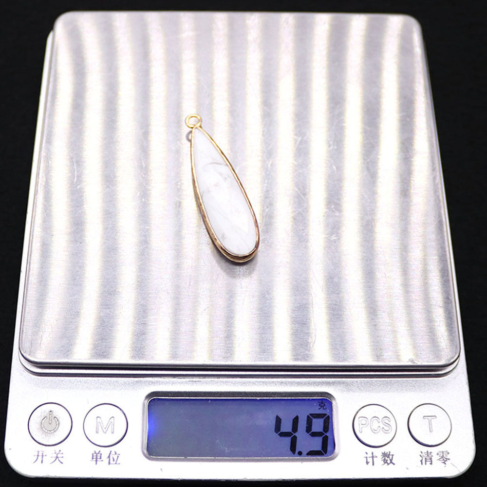 Water Droplets Pendant Made Of Natural Stone Featuring Electroplated Gold And Copper Plated Finish In Cyan