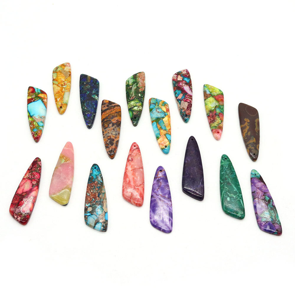 Irregular Natural Stone Pendant With Dyed Turquoise Inlay Featuring Emperor Stone Accent