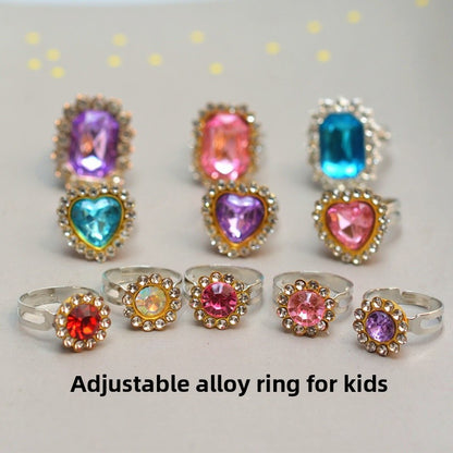 Sweet Handmade Heart Shape Adjustable Ring For Women In Purple Alloy With Rhinestones, 1 PCS Package