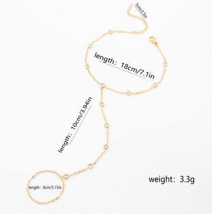 Geometric Hand Chain Bracelet For Women In Simple Style, Featuring Titanium Steel Chain And Zircon Inlay