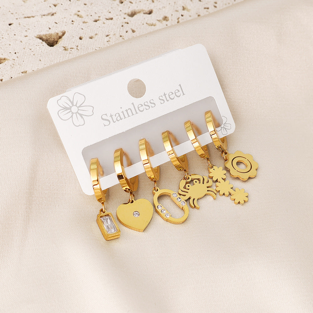 Waterproof Non Tarnish Gold Crab Earrings For Women With 304 Stainless Steel Ear Pins, Titanium Steel Material
