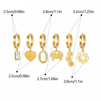 Waterproof Non Tarnish Gold Crab Earrings For Women With 304 Stainless Steel Ear Pins, Titanium Steel Material