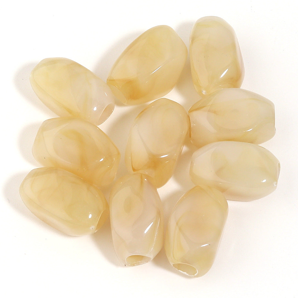 Irregular Two-tone Cloud Beads Large Hole Faux Stone Bracelet Phone Chain DIY Beading Material Kit Light Gray Coffee Color