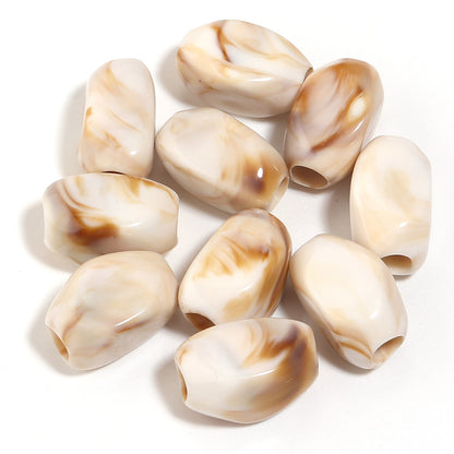 Irregular Two-tone Cloud Beads Large Hole Faux Stone Bracelet Phone Chain DIY Beading Material Kit Light Gray Coffee Color