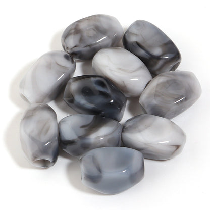 Irregular Two-tone Cloud Beads Large Hole Faux Stone Bracelet Phone Chain DIY Beading Material Kit Light Gray Coffee Color