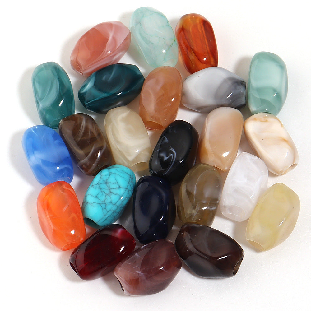 Irregular Two-tone Cloud Beads Large Hole Faux Stone Bracelet Phone Chain DIY Beading Material Kit Light Gray Coffee Color