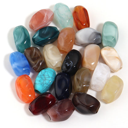 Irregular Two-tone Cloud Beads Large Hole Faux Stone Bracelet Phone Chain DIY Beading Material Kit Light Gray Coffee Color