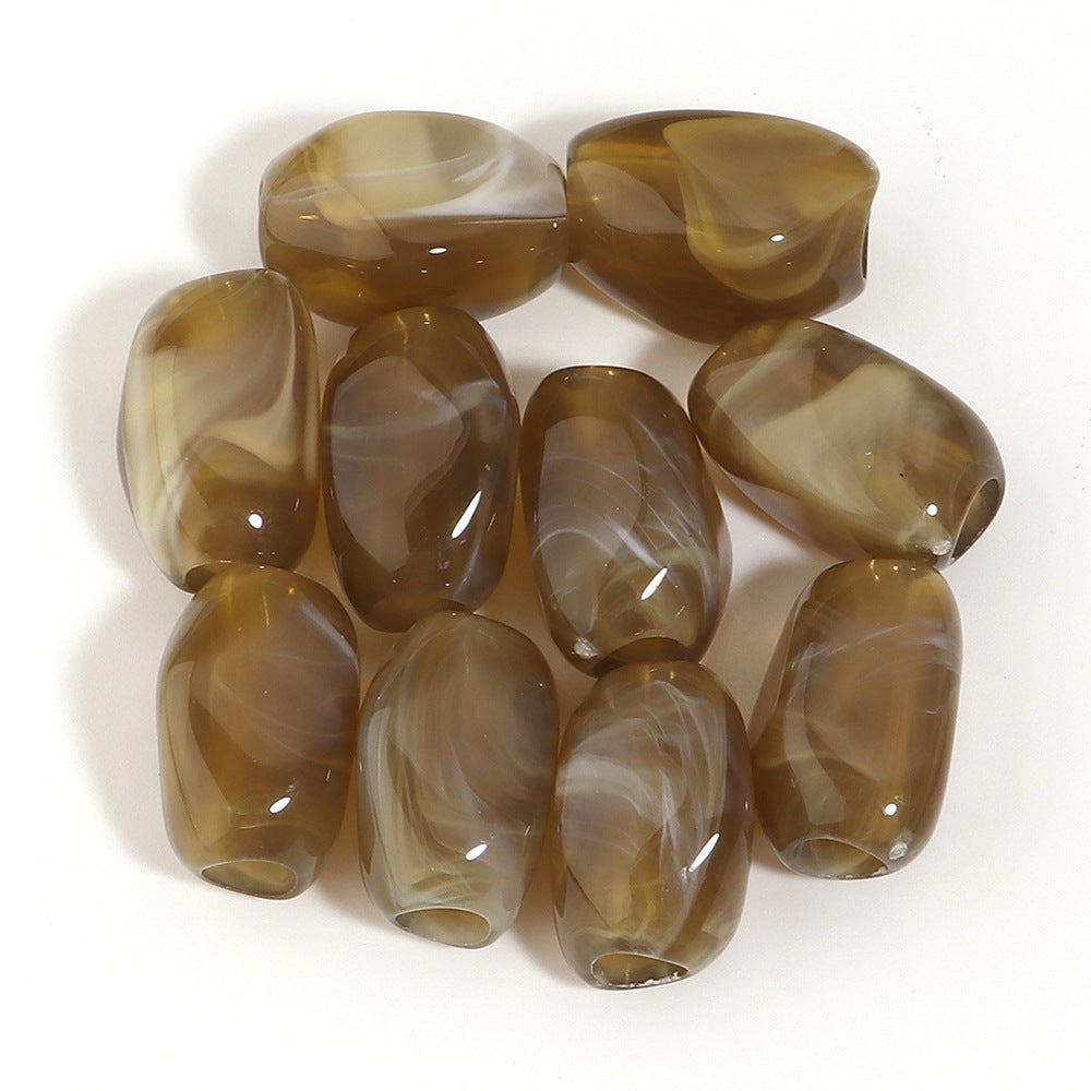 Irregular Two-tone Cloud Beads Large Hole Faux Stone Bracelet Phone Chain DIY Beading Material Kit Light Gray Coffee Color