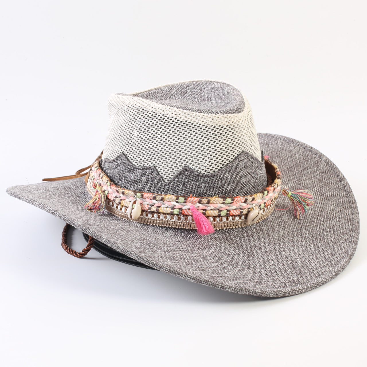 Unisex Cowboy Style Solid Color Straw Hat With Wide Brim, Breathable Design Featuring Braid Craftsmanship