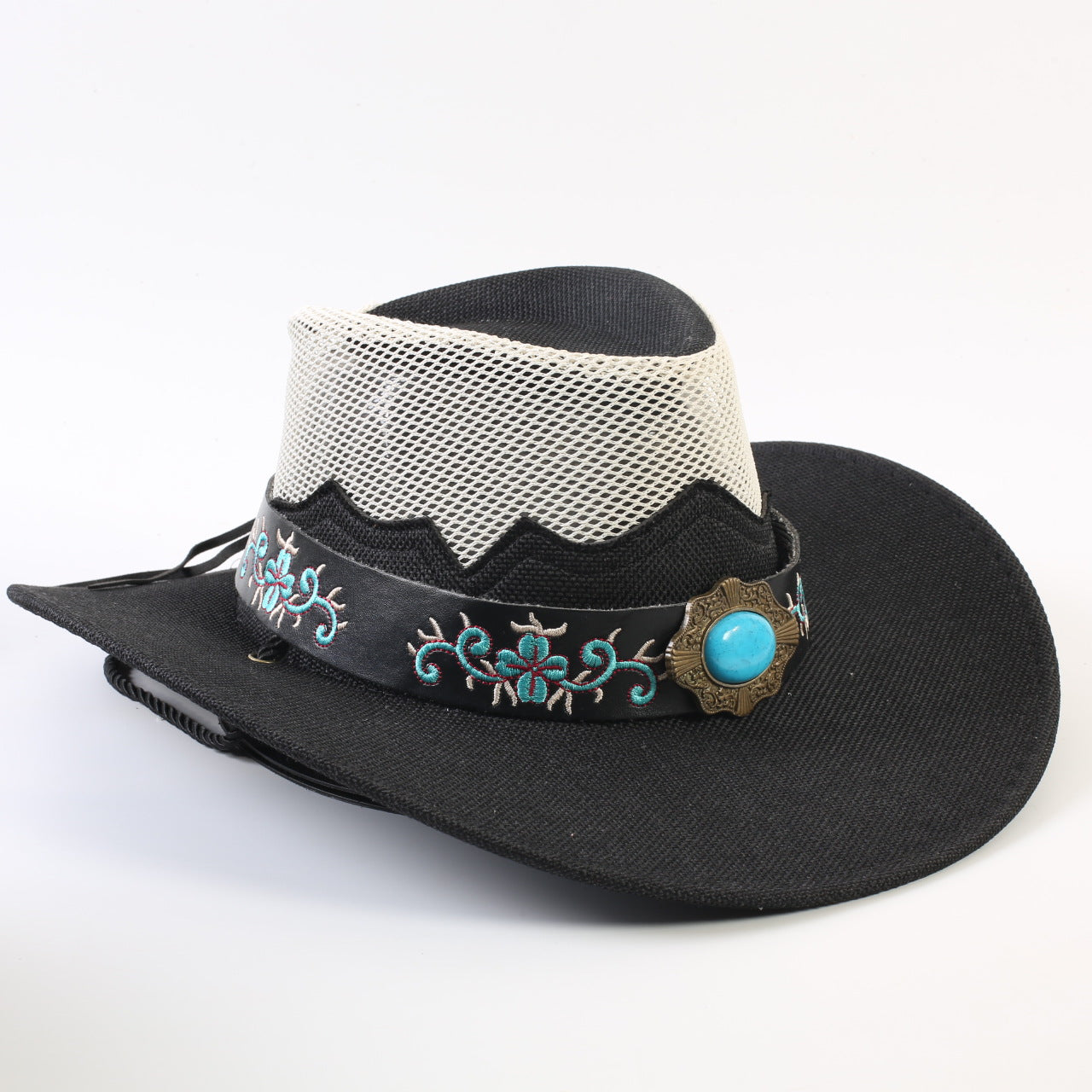 Unisex Cowboy Style Solid Color Straw Hat With Wide Brim, Breathable Design Featuring Braid Craftsmanship