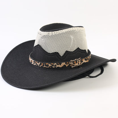 Unisex Cowboy Style Solid Color Straw Hat With Wide Brim, Breathable Design Featuring Braid Craftsmanship
