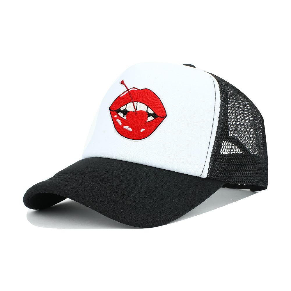 Unisex Casual Breathable Lips Baseball Cap With Wide Brim, Made Of Polyester For Adults