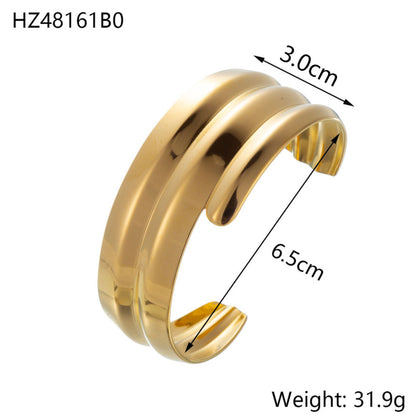 For Unisex Geometric Three-dimensional Bangle In Titanium Steel With 18K Gold Plated PVD Coating