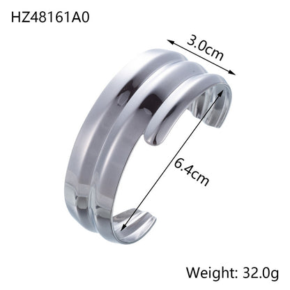 For Unisex Geometric Three-dimensional Bangle In Titanium Steel With 18K Gold Plated PVD Coating