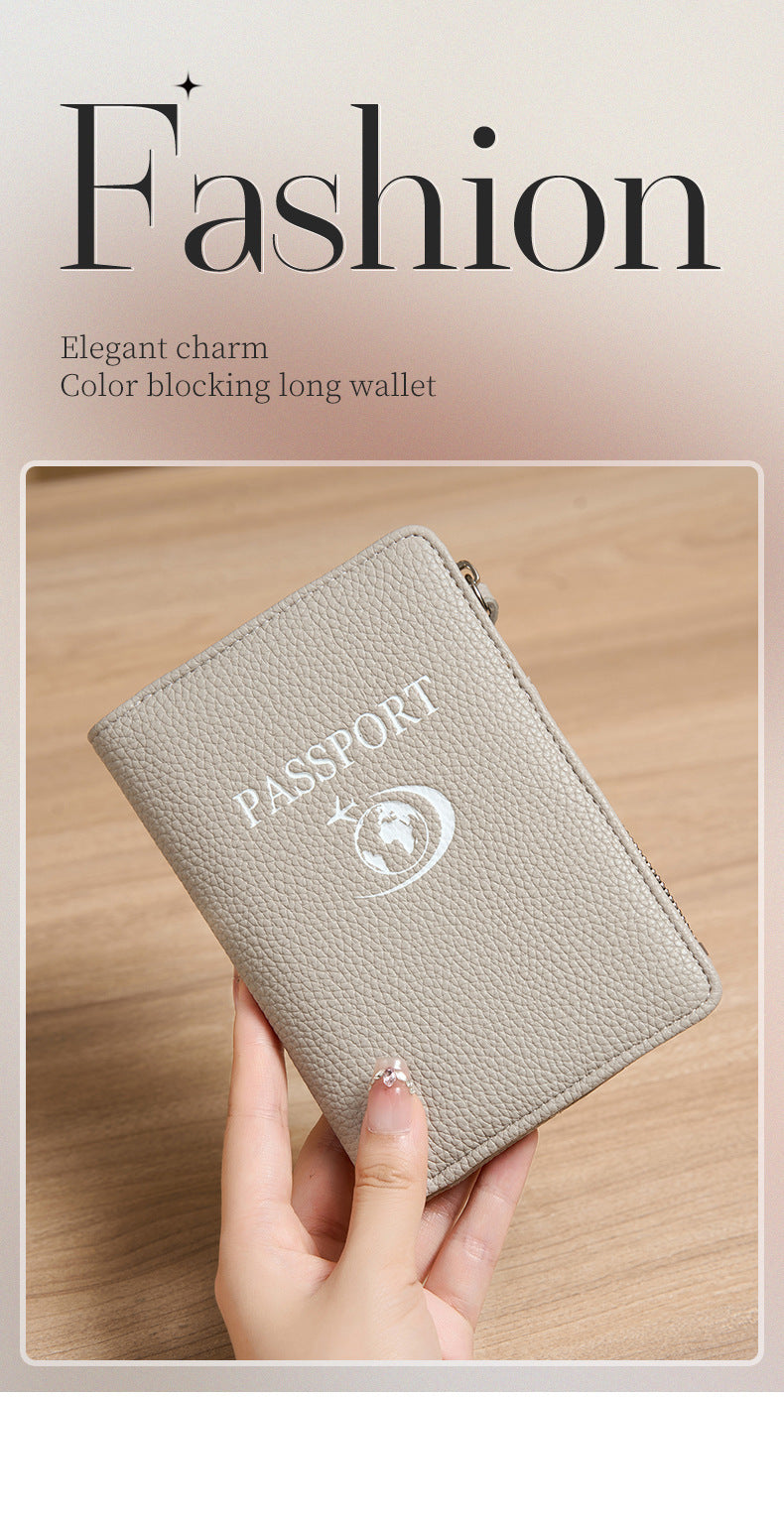 Unisex Solid Color PU Leather RFID Passport Holder For Secure Travel