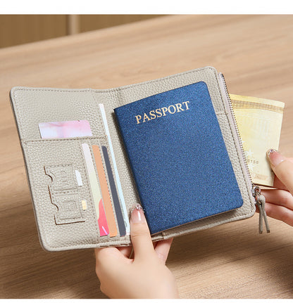 Unisex Solid Color PU Leather RFID Passport Holder For Secure Travel