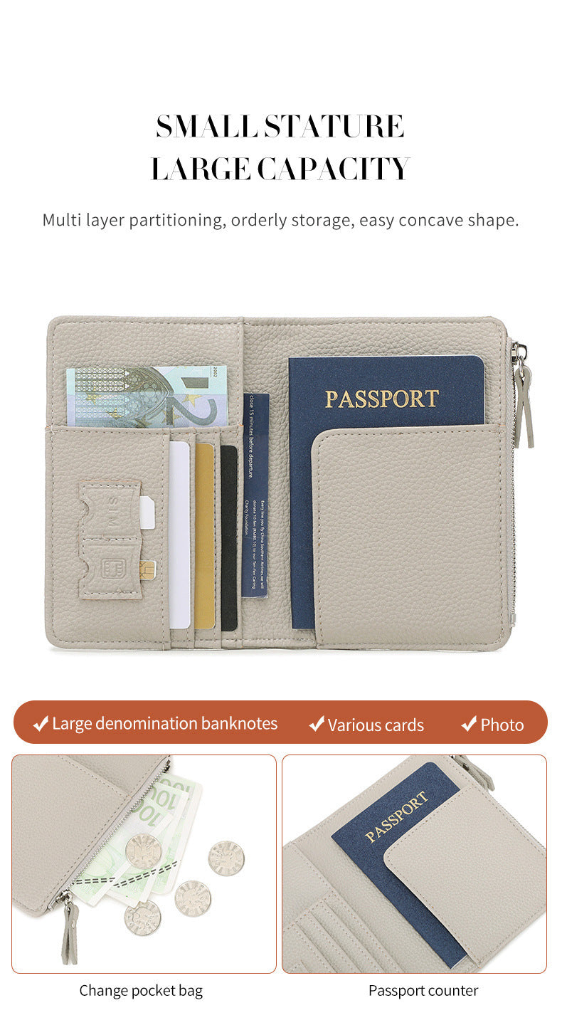 Unisex Solid Color PU Leather RFID Passport Holder For Secure Travel