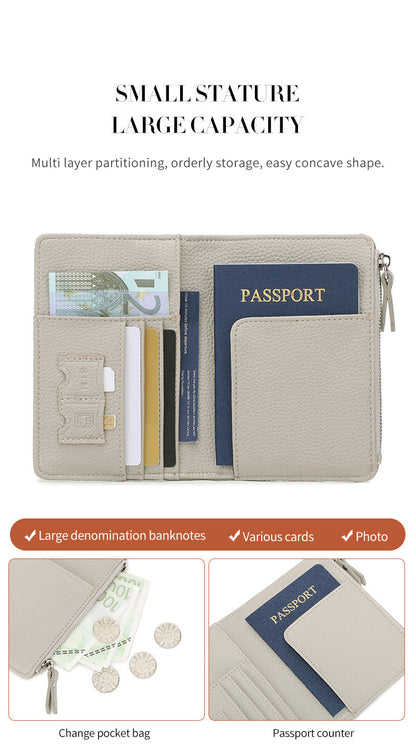 Unisex Solid Color PU Leather RFID Passport Holder For Secure Travel
