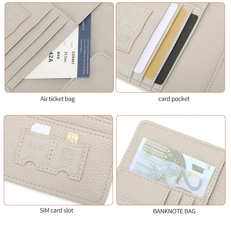 Unisex Solid Color PU Leather RFID Passport Holder For Secure Travel
