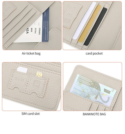 Unisex Solid Color PU Leather RFID Passport Holder For Secure Travel