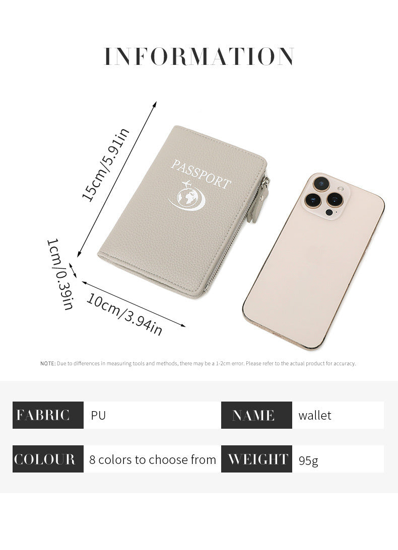 Unisex Solid Color PU Leather RFID Passport Holder For Secure Travel