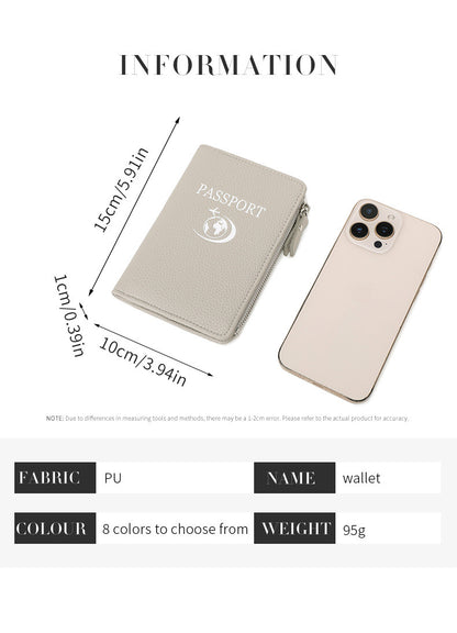 Unisex Solid Color PU Leather RFID Passport Holder For Secure Travel