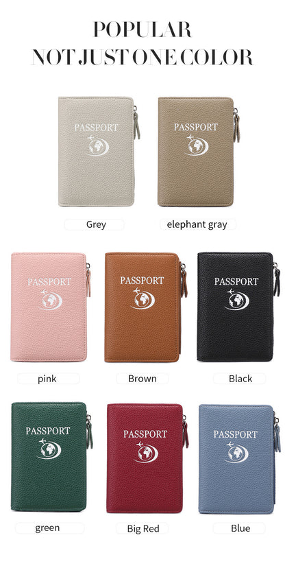 Unisex Solid Color PU Leather RFID Passport Holder For Secure Travel