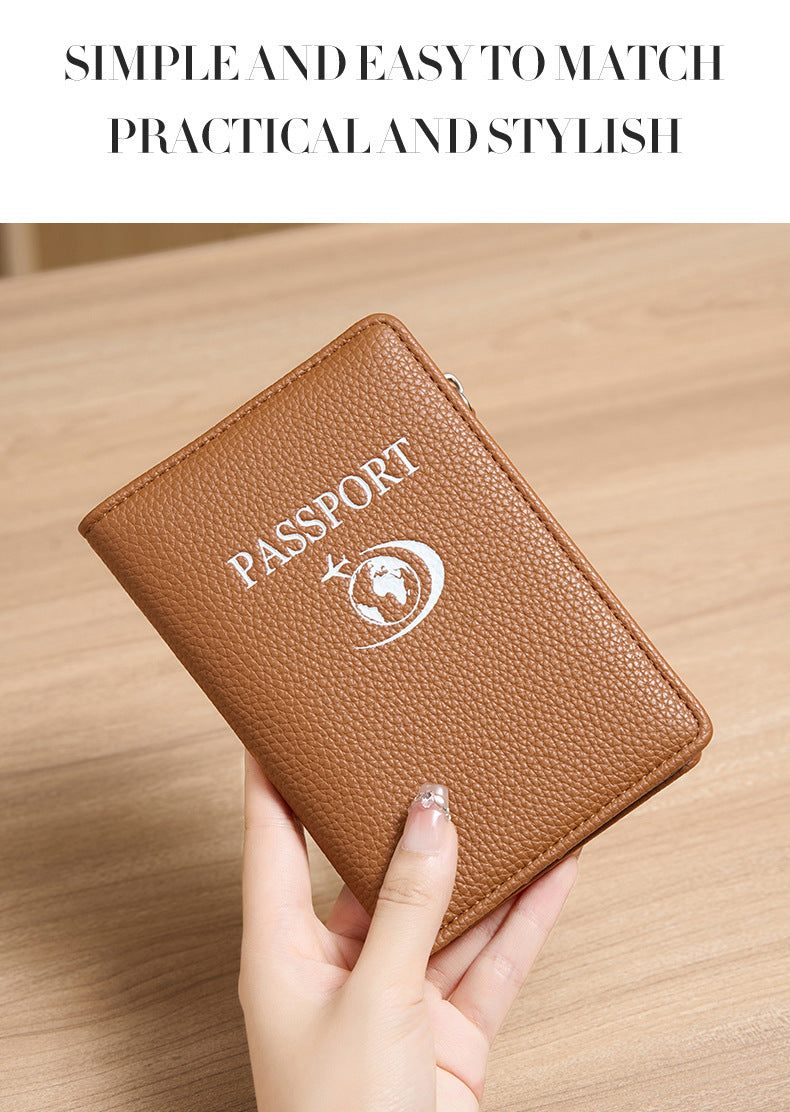 Unisex Solid Color PU Leather RFID Passport Holder For Secure Travel
