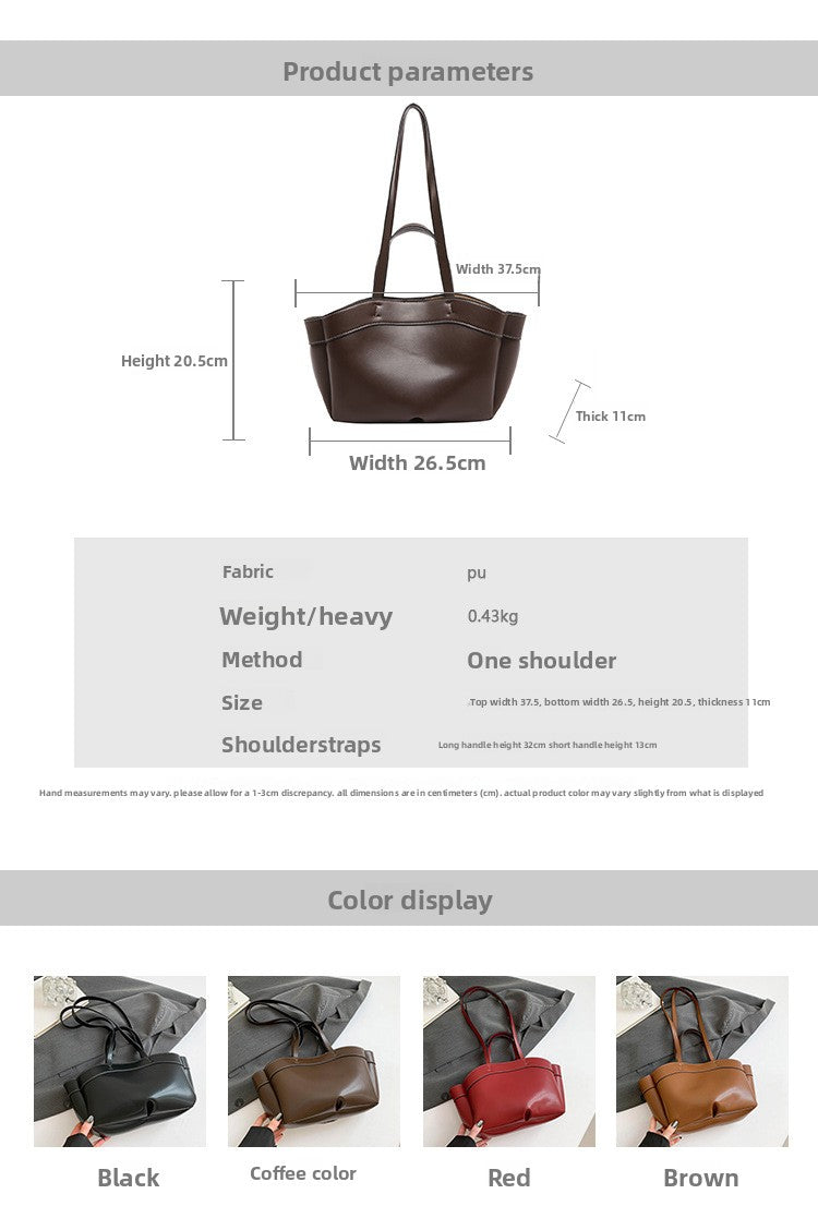 Women's PU Leather Bucket Tote Bag With Sewing Thread Detail, Top Handle, Perfect For Autumn And Winter