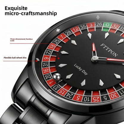 Men's Quartz Watch With Genuine Leather Strap And Pin Buckle Featuring Round Dial And Tempered Glass Mirror